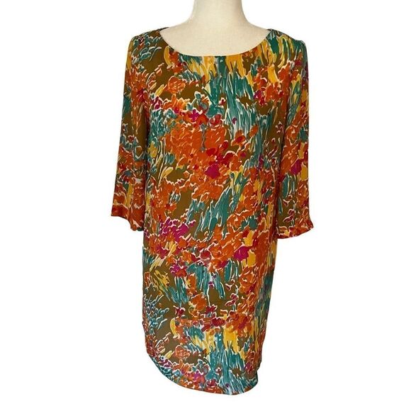 Zara Colorful Floral Dress with 3/4 Sleeves. Lightweight! Sz M. Great Condition - Picture 1 of 12